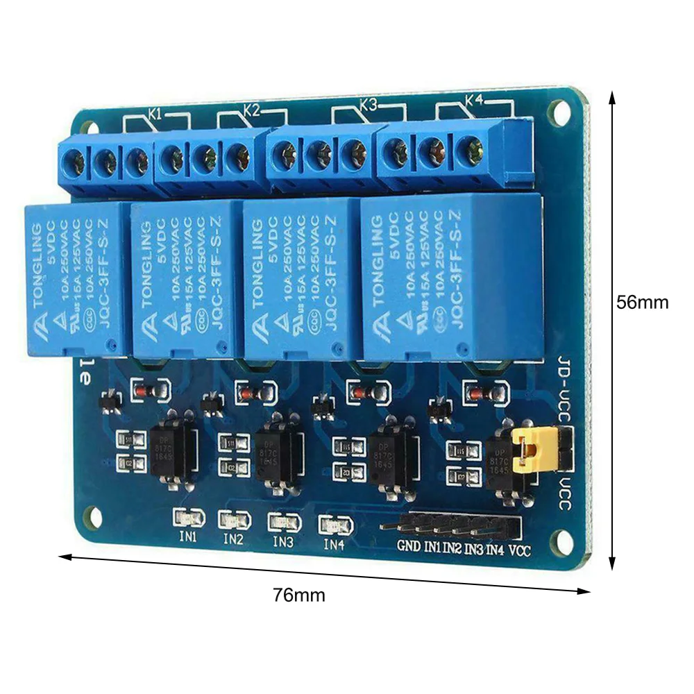

4-Канальный Релейный модуль постоянного тока 5 в с оптроном, низкоуровневый триггерный модуль, плата расширения для Arduino 1 2 4 8 CH