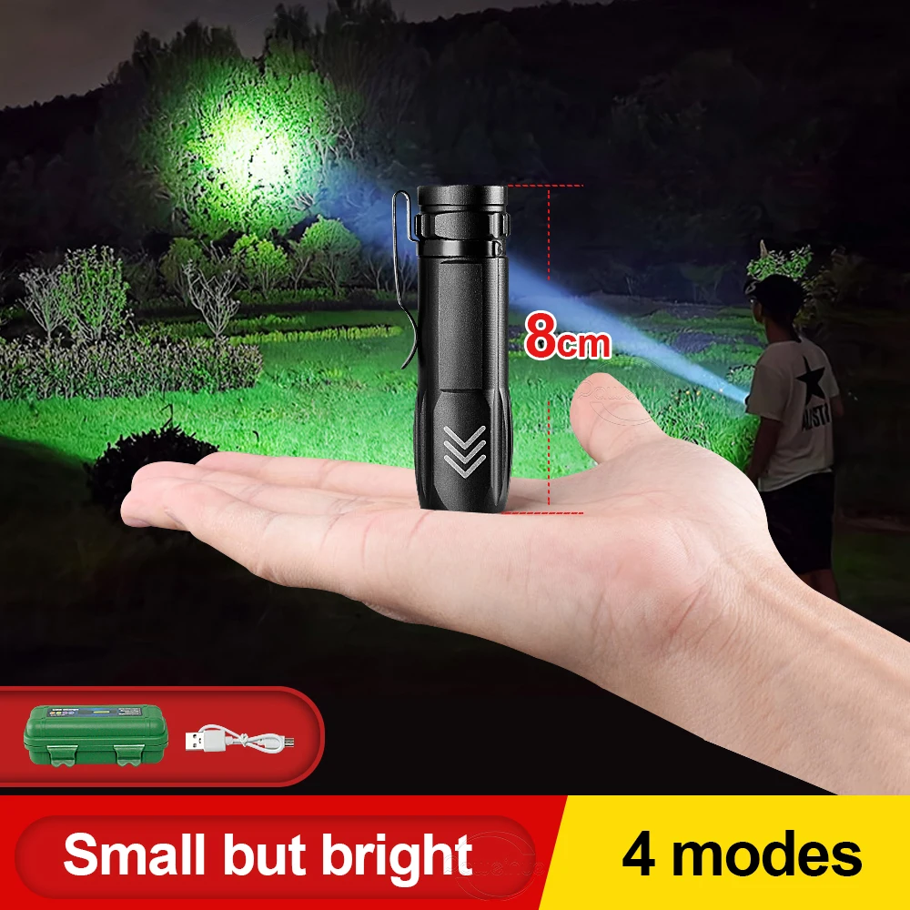 2021 New 8CM Mini Led Flashlight USB Rechargeable Small Torch Light Super Bright Flash light IPX 4 Waterproof Portable Hand Lamp
2021 New 8CM Mini Led Flashlight USB Rechargeable Small Torch Light Super Bright Flash light IPX 4 Waterproof Portable Hand Lamp
