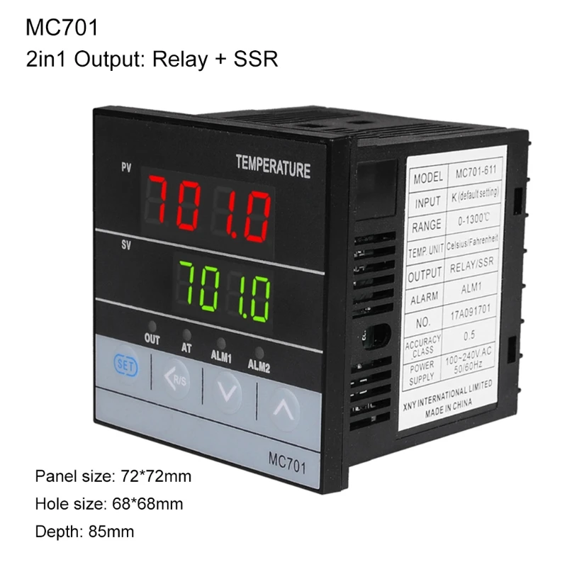2in1 Relay + SSR Output PID Thermostat / 85~265VAC for Universal Inout K Pt100 R9JC
2in1 Relay + SSR Output PID Thermostat / 85~265VAC for Universal Inout K Pt100 R9JC