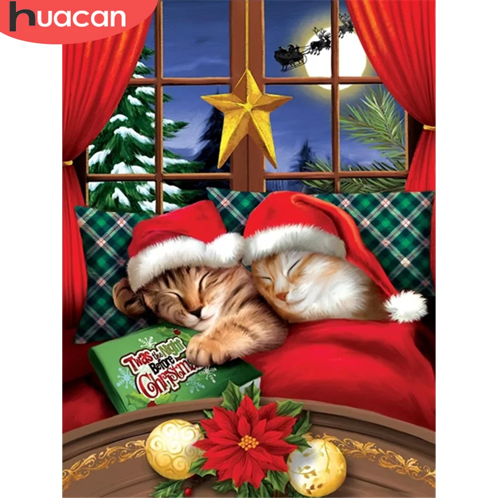 HUACAN 5D Diamond Embroidery Christmas Cat Full Drill Square Diamond Painting Animal Mosaic Needlework Art Decor For Home
HUACAN 5D Diamond Embroidery Christmas Cat Full Drill Square Diamond Painting Animal Mosaic Needlework Art Decor For Home