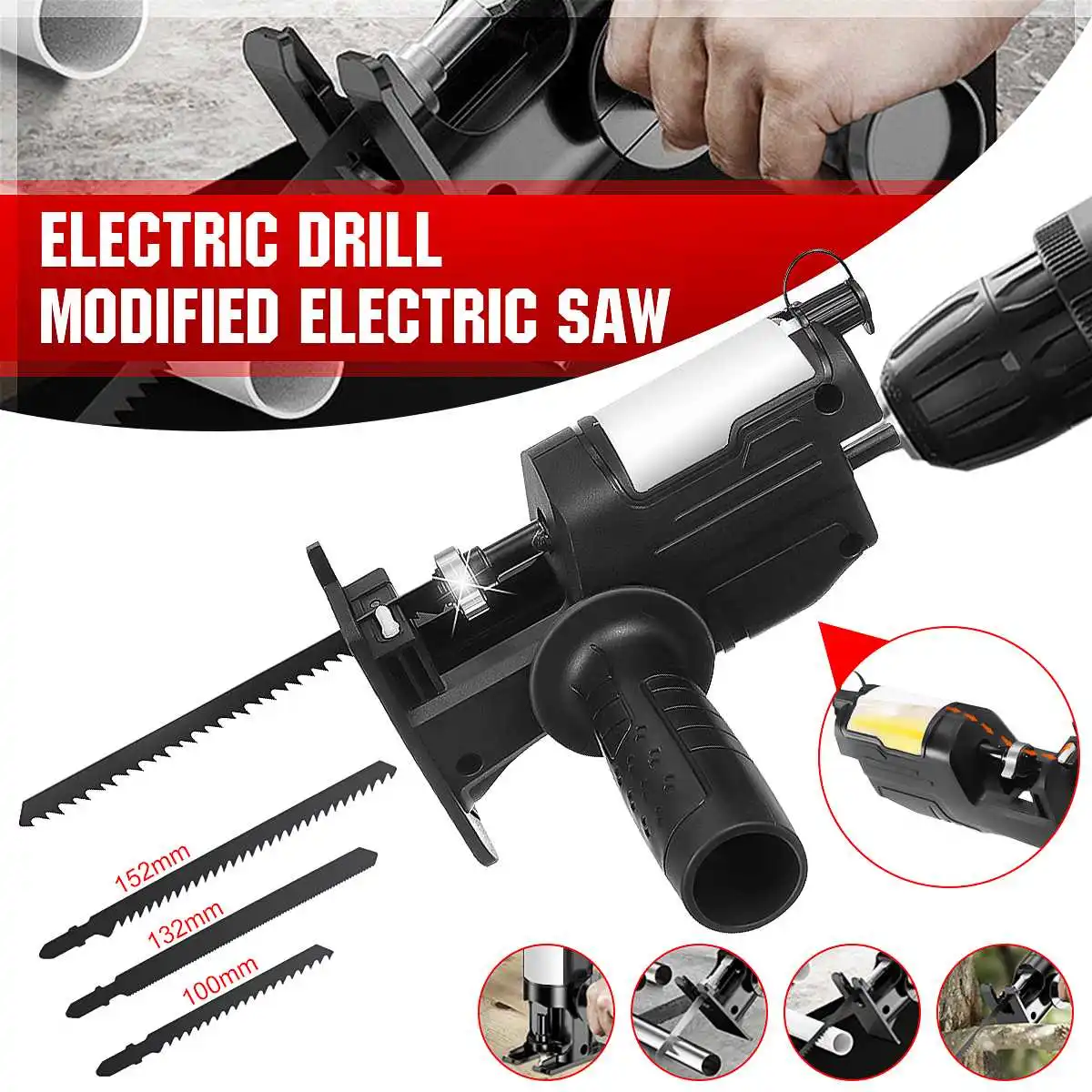 Portable Reciprocating Saw Adapter Electric Drill Modified Electric Saw Power Tool Wood Cutter Machine Attachment Adapter
Portable Reciprocating Saw Adapter Electric Drill Modified Electric Saw Power Tool Wood Cutter Machine Attachment Adapter