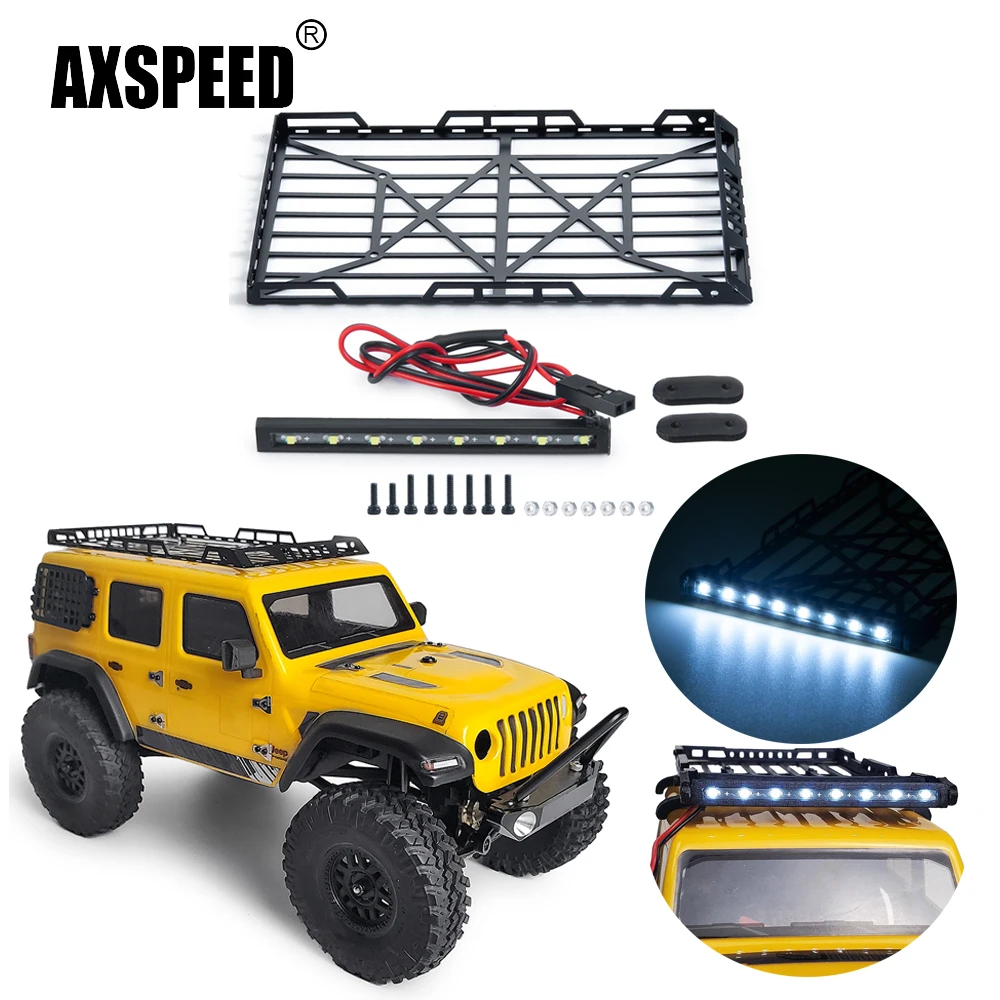 Металлический багажник на крышу AXSPEED, багажник для багажа со светодиодной подсветкой, эластичная сетка для Axial SCX24 AXI00002 1/24, аксессуары для украшения радиоуправляемых автомобилей, запчасти
Металлический багажник на крышу AXSPEED, багажник для багажа со светодиодной подсветкой, эластичная сетка для Axial SCX24 AXI00002 1/24, аксессуары для украшения радиоуправляемых автомобилей, запчасти