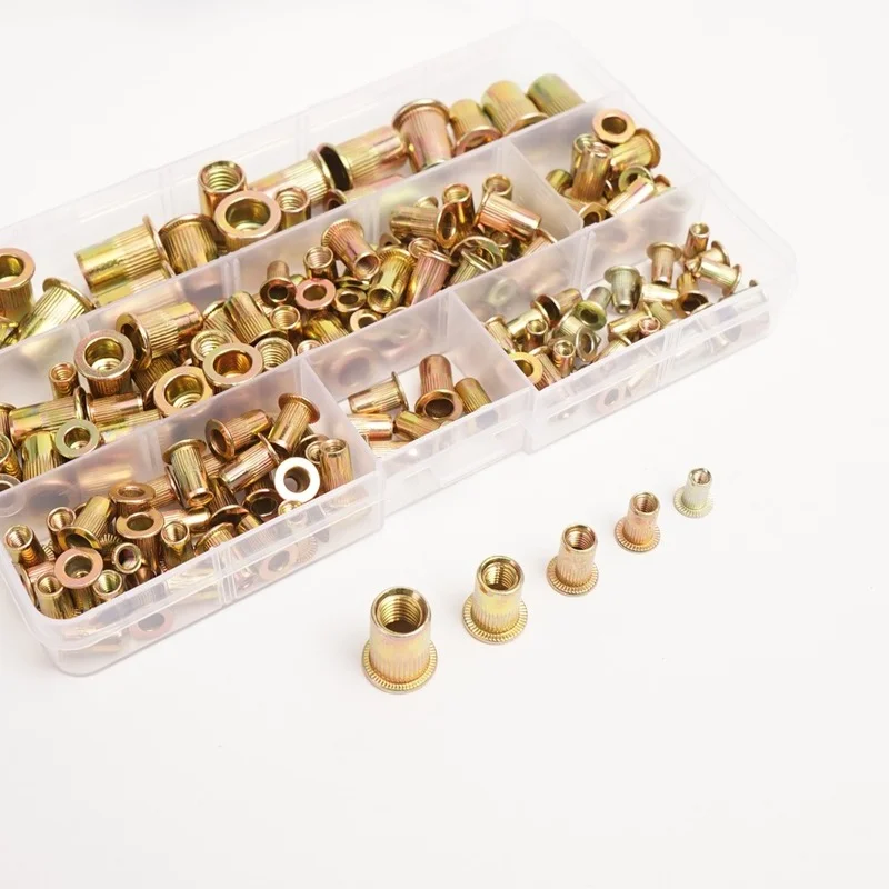 165PCS Carbon Steel Rivet Nuts M3 M4 M5 M6 M10 Threaded Insert Rivets Nut Hardware Parts Flat Head Nut Rivet Cap Set 
165PCS Carbon Steel Rivet Nuts M3 M4 M5 M6 M10 Threaded Insert Rivets Nut Hardware Parts Flat Head Nut Rivet Cap Set