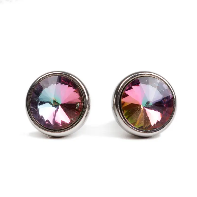 

Fashion 304 Stainless Steel Ear Post Stud Earrings Round Rhinestone Jewelry 10mm Dia., Post/Wire Size: (21 gauge) 1 Pair