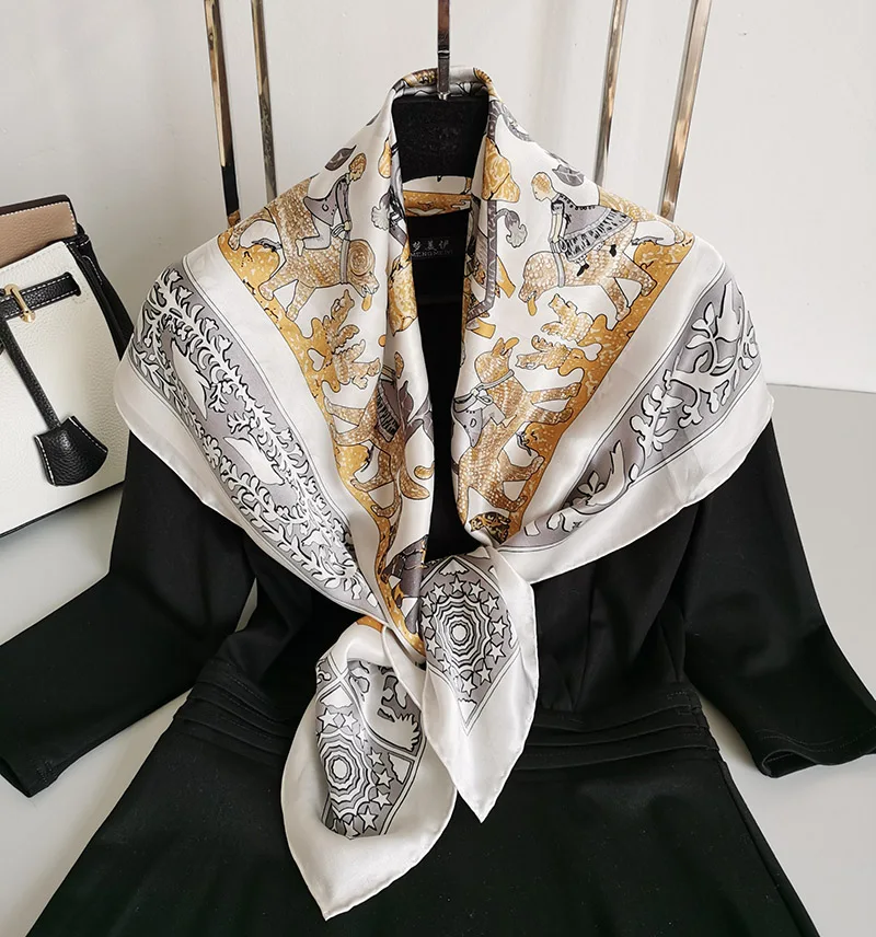 

100% чистый шелк саржевый кремовый квадратный большой шарф шаль платок 88 см 34,5 дюйма WJ017