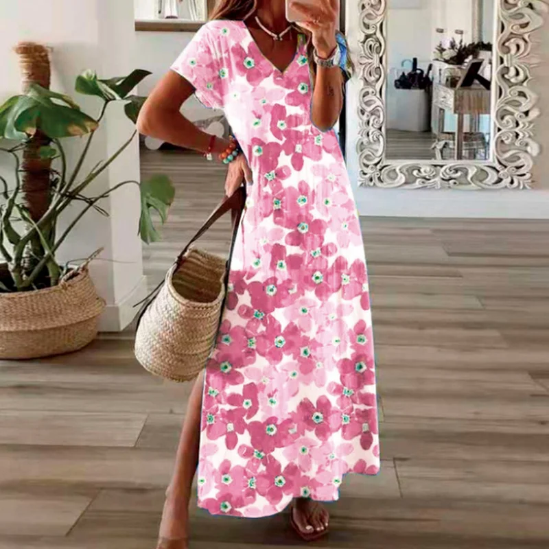 Beach Party Sexy Split Dress Vintage Summer Fashion Floral Print Boho Style 2021 Women's Short-sleeved V-neck Dress for Women
Beach Party Sexy Split Dress Vintage Summer Fashion Floral Print Boho Style 2021 Women's Short-sleeved V-neck Dress for Women