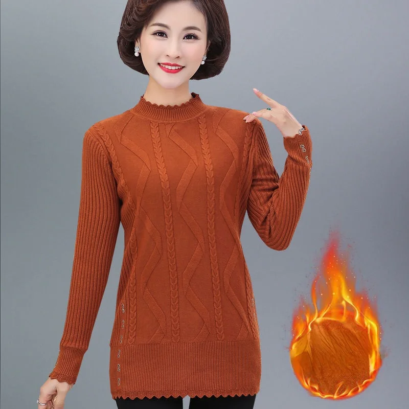 Middle-aged Women Half Turtleneck Sweater Pullover NEW Fashion Slim Winter Velvet Warm Knitted Sweater Jumper Y648
Middle-aged Women Half Turtleneck Sweater Pullover NEW Fashion Slim Winter Velvet Warm Knitted Sweater Jumper Y648