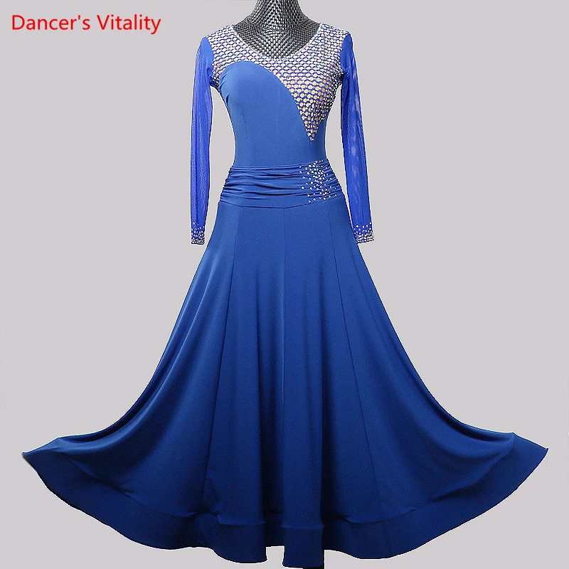 Modern Dancing Dress Female Adult Polyester AB Gemstone Big Swing Skirt Waltz Ballroom Dance Professional Competition Costumes
Modern Dancing Dress Female Adult Polyester AB Gemstone Big Swing Skirt Waltz Ballroom Dance Professional Competition Costumes