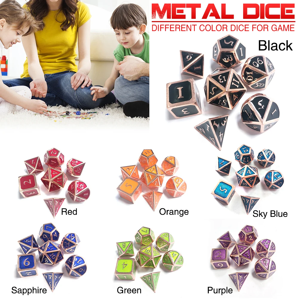 Polyhedral RPG Dice Metal Dice Set Table Games For Dungeons Dragons 7pcs Set Innovative RPG Dice Metal Dice
Polyhedral RPG Dice Metal Dice Set Table Games For Dungeons Dragons 7pcs Set Innovative RPG Dice Metal Dice