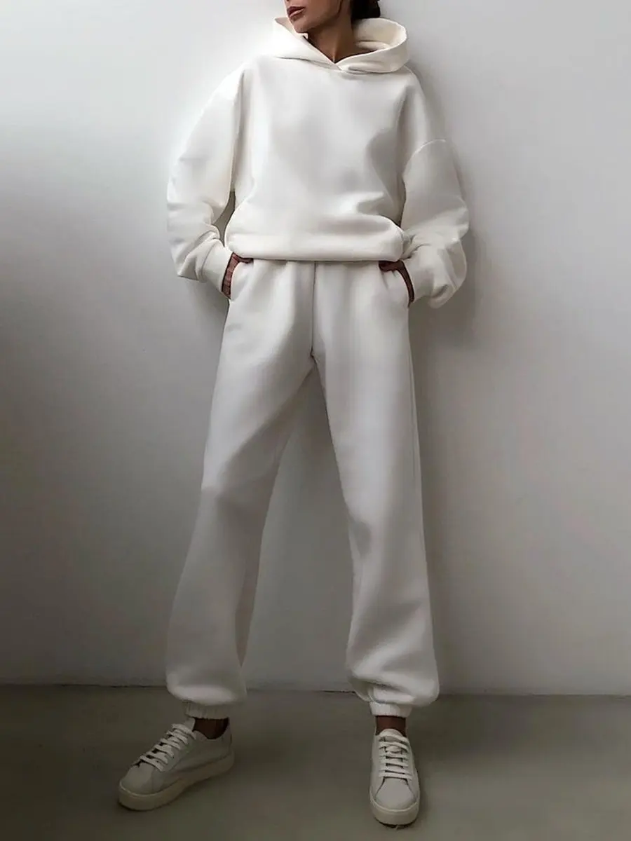 Woman Tracksuit Set Solid Color Warm Long Sleeve Tops Pant Hoodie Sweatshirts Fashion Casual Two Pieces Sets Ladies Suits
Woman Tracksuit Set Solid Color Warm Long Sleeve Tops Pant Hoodie Sweatshirts Fashion Casual Two Pieces Sets Ladies Suits