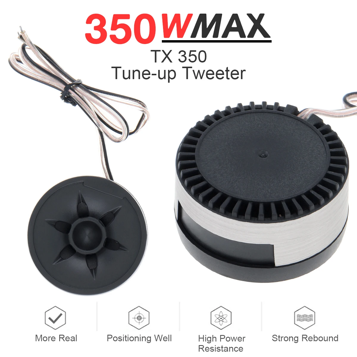 

2pcs 350W Universal Mini Dome Tweeter Speakers High Efficiency Loudspeaker Built-in Crossover for Car Audio System