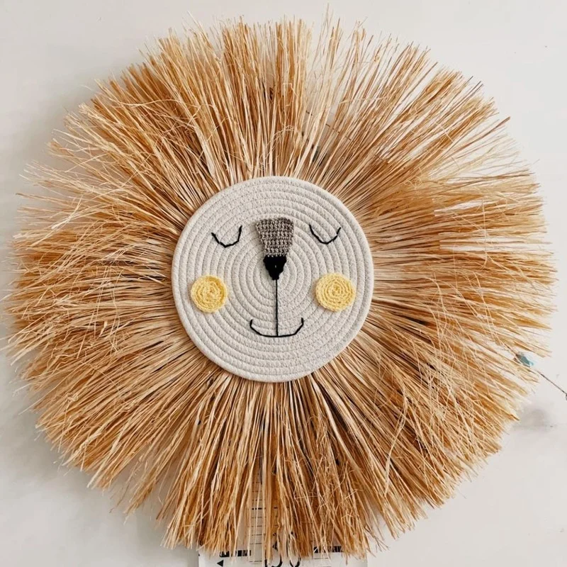 INS Nordic Hand woven Cartoon Lion Hanging Decorations Cotton Thread Weaving Animal Head Ornament Children room Wall Hanging
INS Nordic Hand woven Cartoon Lion Hanging Decorations Cotton Thread Weaving Animal Head Ornament Children room Wall Hanging