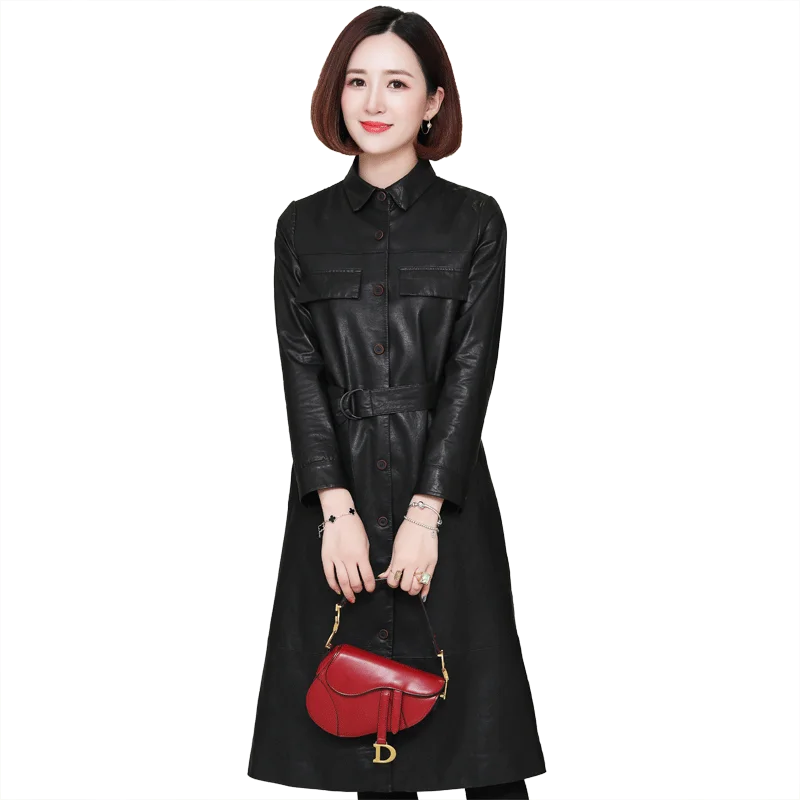 2020 fashionable autumn sheepskin windbreaker coat for women's middle and long slim Haining leather coat
2020 fashionable autumn sheepskin windbreaker coat for women's middle and long slim Haining leather coat