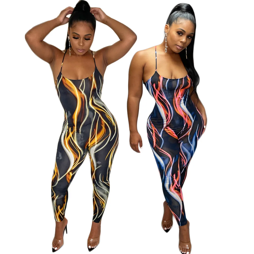 Spring and summer Jumpsuit 2021 European and American fashion digital printing color line women's lace up leisure sports pants
Spring and summer Jumpsuit 2021 European and American fashion digital printing color line women's lace up leisure sports pants