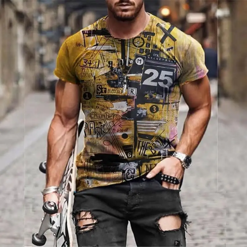 European and American fashion men's T-shirts, 3D street clothes, large short sleeve T-shirts, new in summer 2021
European and American fashion men's T-shirts, 3D street clothes, large short sleeve T-shirts, new in summer 2021