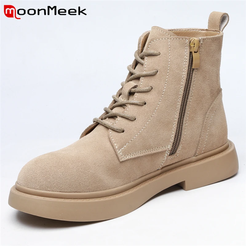 MoonMeek 2022 New Cow Suede Leather Ankle Boots For Women Shoes Zipper Autumn Winter Boots Fashion Lace Up Martin Botas Shoes
MoonMeek 2022 New Cow Suede Leather Ankle Boots For Women Shoes Zipper Autumn Winter Boots Fashion Lace Up Martin Botas Shoes