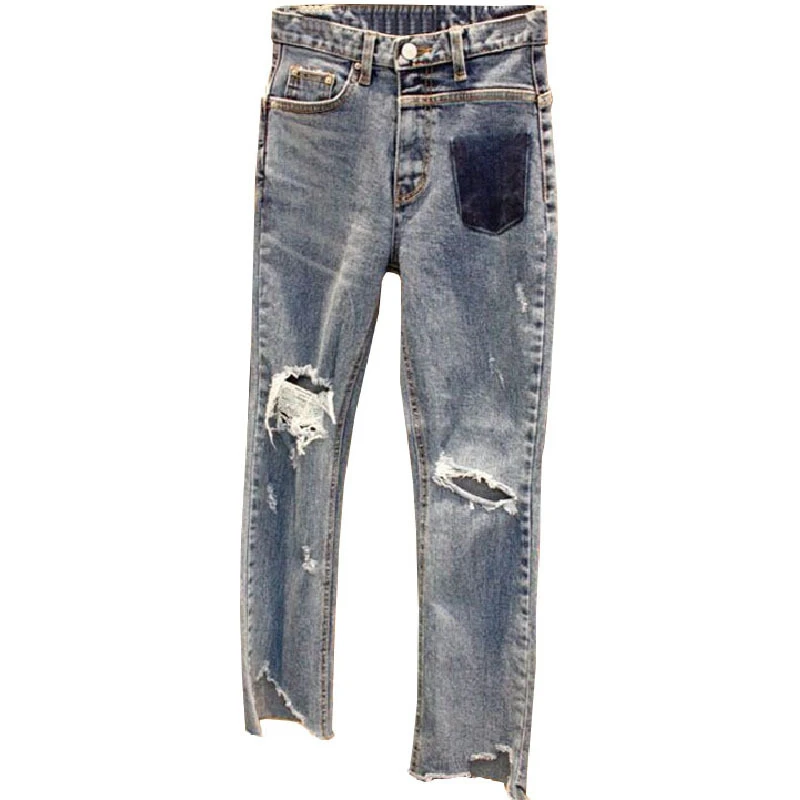 Korean 2021 spring autumn new vintage ripped jeans high-waist all-match casual straight wide leg pants women KZ833
Korean 2021 spring autumn new vintage ripped jeans high-waist all-match casual straight wide leg pants women KZ833