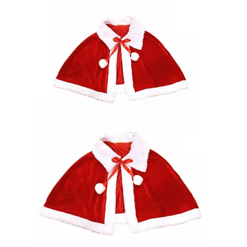 Women Girls Christmas Cape Thicken Velvet Warm Red Short Santa Cloak Shawl with Plush Collar Pompom Cosplay Costume
Women Girls Christmas Cape Thicken Velvet Warm Red Short Santa Cloak Shawl with Plush Collar Pompom Cosplay Costume