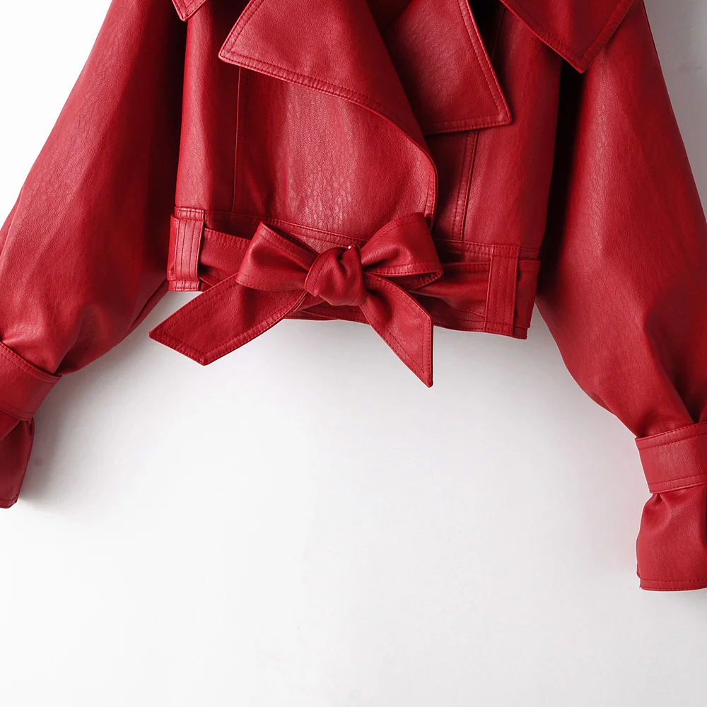 Beige Leather Jacket Women Turn Down Collar Biker Jacket Modis Bow Flare Sleeve Red Coat Spring Autumn Streetwear Female Outwear
Beige Leather Jacket Women Turn Down Collar Biker Jacket Modis Bow Flare Sleeve Red Coat Spring Autumn Streetwear Female Outwear