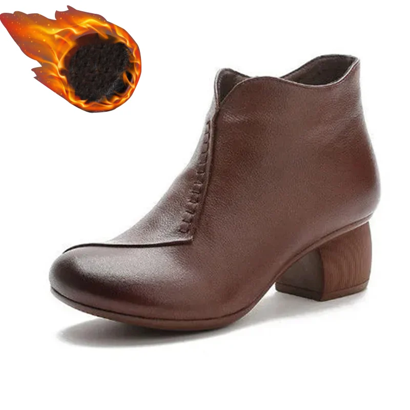 Concise Stitching Med Heel Shoes Women's Leather Ankle Boots Brown High Top Shoes Ladies Coarse Heel Short Boots Woman Booties
Concise Stitching Med Heel Shoes Women's Leather Ankle Boots Brown High Top Shoes Ladies Coarse Heel Short Boots Woman Booties