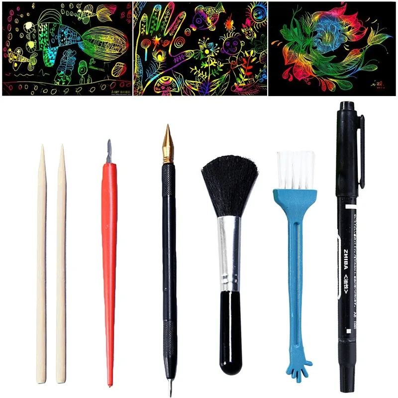 7PCS Magic Scratch Scraping Painting Tools Bamboo Sticks Scraper Repair Scratch Pen Black Brush DIY Painting Coloring Toy
7PCS Magic Scratch Scraping Painting Tools Bamboo Sticks Scraper Repair Scratch Pen Black Brush DIY Painting Coloring Toy