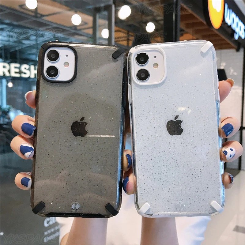 Модный Блестящий Прозрачный ударопрочный чехол для iPhone X XR XS 11 Pro Max 6 6s 7 8 Plus мягкий