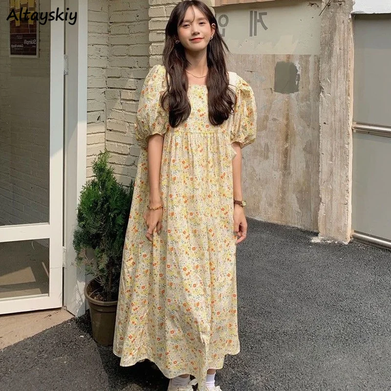 Women Floral Dresses Ankle Length Fresh Sweet Girls Loose Square Collar Soft Teenagers Lovely Summer Holiday Puff Sleeve Popular
Women Floral Dresses Ankle Length Fresh Sweet Girls Loose Square Collar Soft Teenagers Lovely Summer Holiday Puff Sleeve Popular