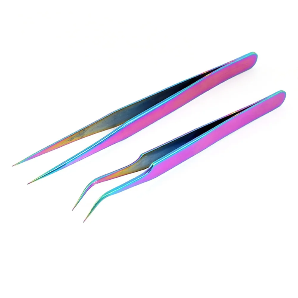 Stainless Steel Straight Curved Eye Lashes Tweezers Rainbow Colored False Fake Eyelash Extension Nippers Pointed Clip Profession 
Stainless Steel Straight Curved Eye Lashes Tweezers Rainbow Colored False Fake Eyelash Extension Nippers Pointed Clip Profession