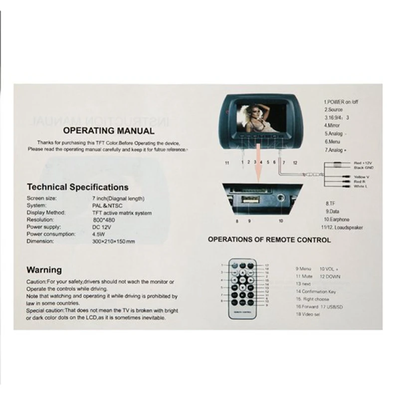 New 7 Inch 800X480 Pixels Car Headrest Monitor LED Digital Screen MP4 MP5 Player USB TF Rear Seat Entertainment
New 7 Inch 800X480 Pixels Car Headrest Monitor LED Digital Screen MP4 MP5 Player USB TF Rear Seat Entertainment