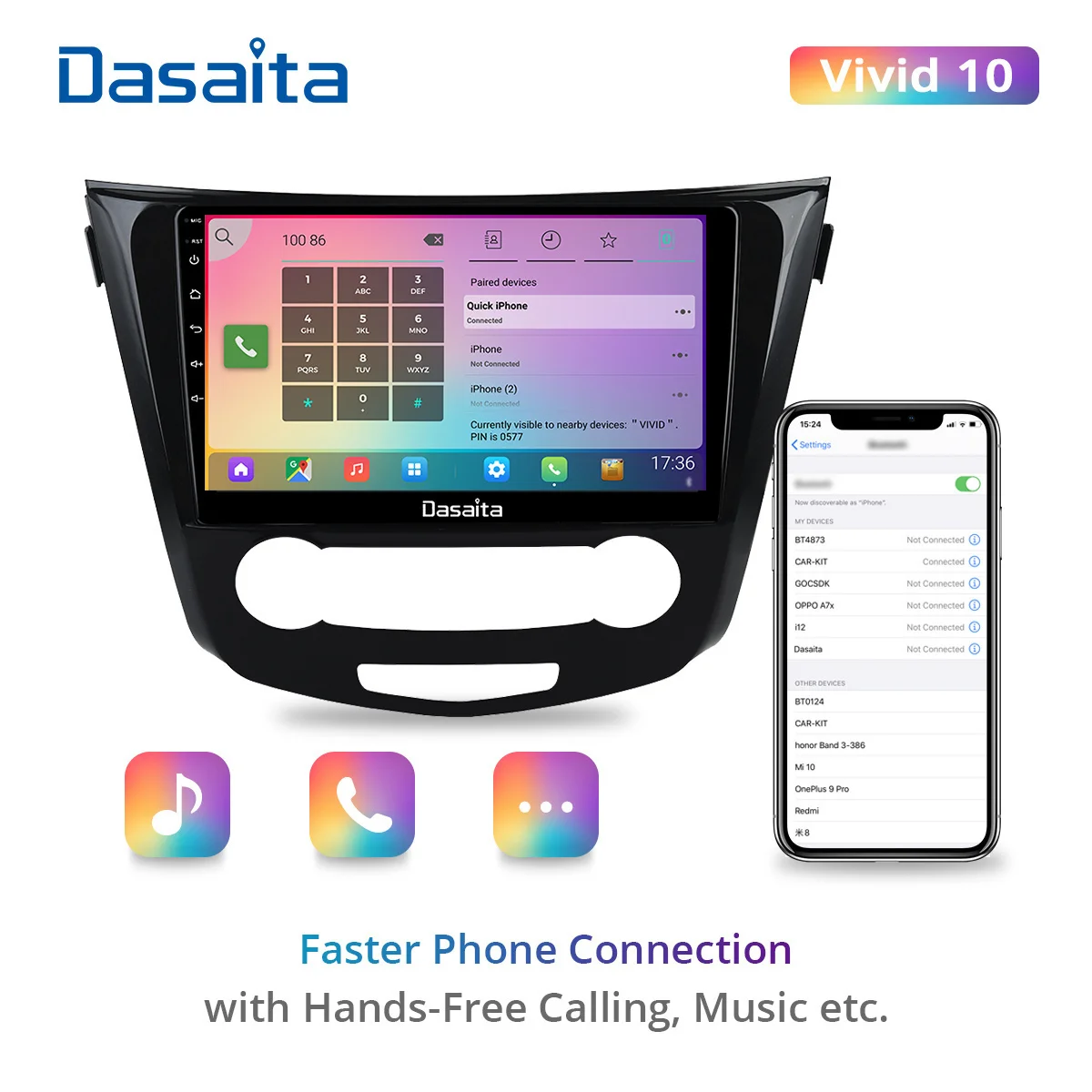 Автомобильный радиоприемник Dasaita Vivid для Nissan Qashqai 2014 2015 2016 2017 2018 автомобильный