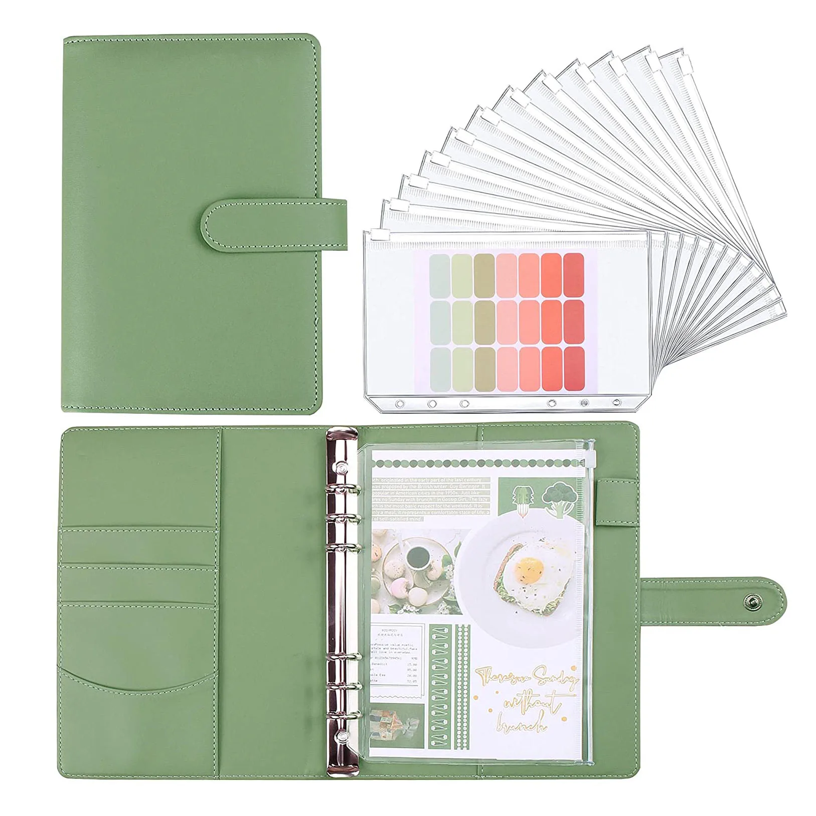 A5 Size PU Leather Binder Budget Planner Organizer with 12PCS Binder Pockets Cash Envelopes System,for Budgeting,Money Saving
A5 Size PU Leather Binder Budget Planner Organizer with 12PCS Binder Pockets Cash Envelopes System,for Budgeting,Money Saving