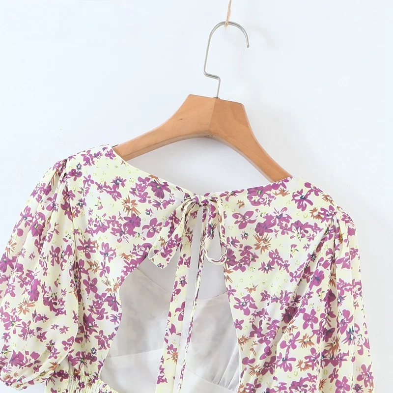 2021 Spring Summer Backless Bow Short Sleeve Ladies Mini Dress Vestidos Women Flowers Print Dress
2021 Spring Summer Backless Bow Short Sleeve Ladies Mini Dress Vestidos Women Flowers Print Dress