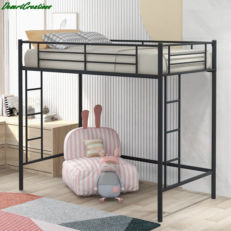

Двуспальная Лофт-кровать с Полноразмерным поручнем и лестницей, мебель для дома, чердачная кровать для экономии места