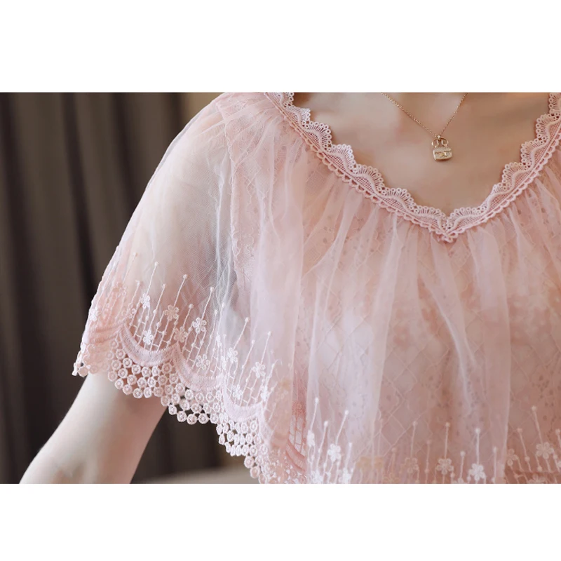 2021 Short Sleeve Lace Top Female Blusa Feminina fashion Women Tops and Blouses Summer Lace Blouse Shirt Fashion Women Blouses
2021 Short Sleeve Lace Top Female Blusa Feminina fashion Women Tops and Blouses Summer Lace Blouse Shirt Fashion Women Blouses