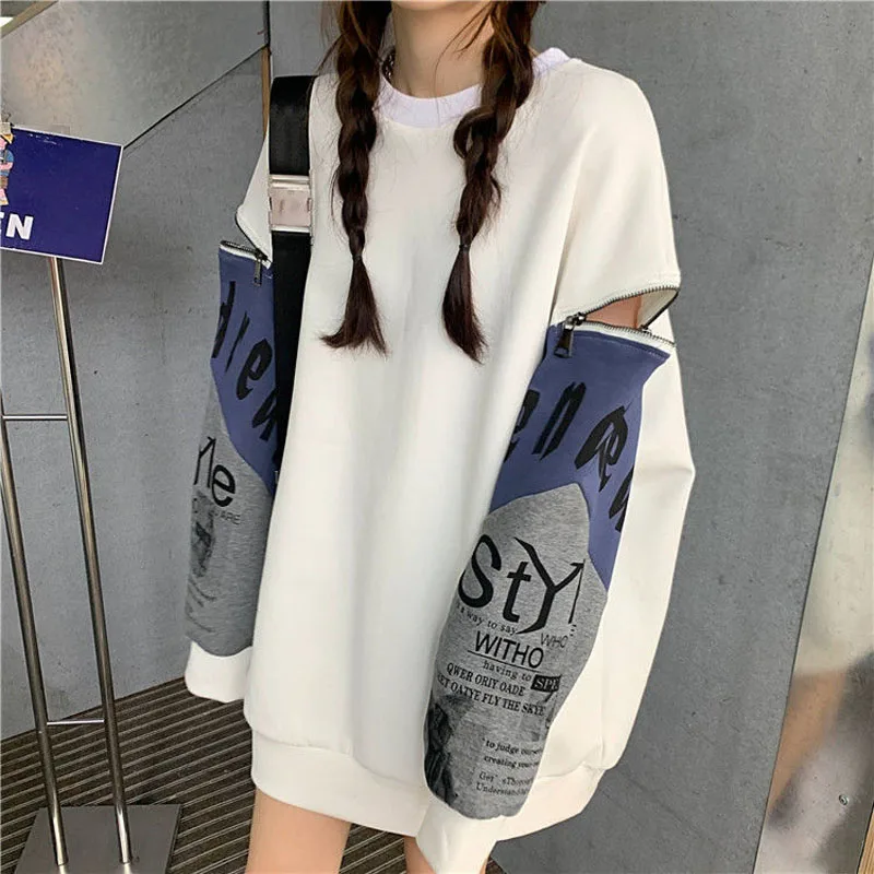 Chic Zipper Patchwork Sleeve O Neck Autumn Tops Women Autumn Streetwear Fashion Sweatshirt Girl Printed Korean Hoodies Clothes
Chic Zipper Patchwork Sleeve O Neck Autumn Tops Women Autumn Streetwear Fashion Sweatshirt Girl Printed Korean Hoodies Clothes