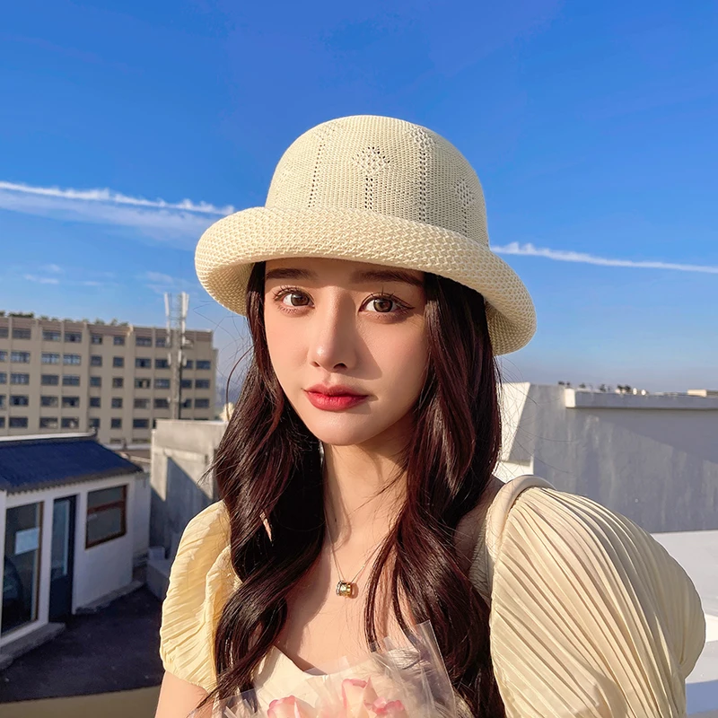 New Sping Summer Breathable Linen Knitting Roll Hem Dome Bucket Hat For Women Girl Knitted Fisherman Basin Cap Anti-UV Sun Hat 
New Sping Summer Breathable Linen Knitting Roll Hem Dome Bucket Hat For Women Girl Knitted Fisherman Basin Cap Anti-UV Sun Hat