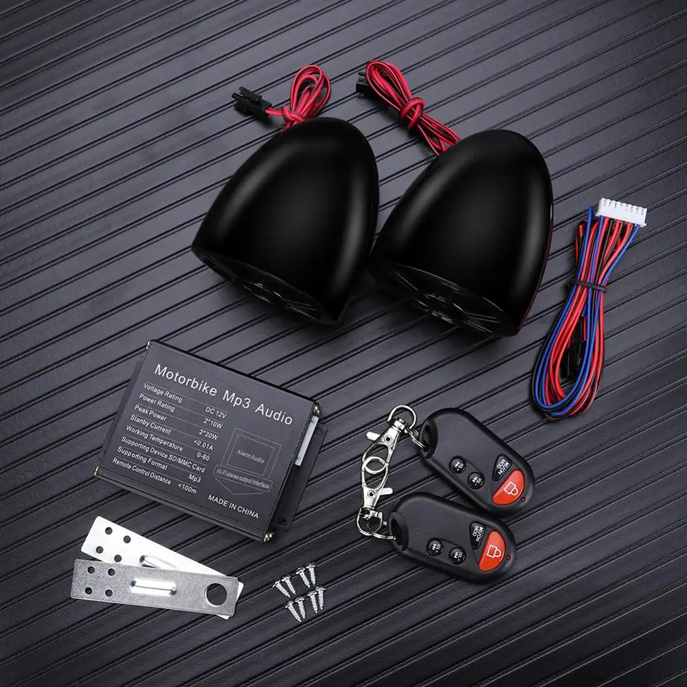 Motorcycle Anti Theft Alarm System Waterproof MP3 FM Radio Speaker Stereo Amplifier Sound System with Remote Control
Motorcycle Anti Theft Alarm System Waterproof MP3 FM Radio Speaker Stereo Amplifier Sound System with Remote Control