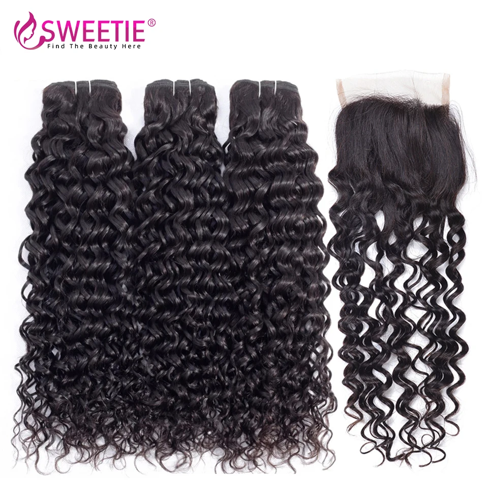 Sweetie Water Wave Bundles 3 Bundles With Lace Closure 100% Indian Hair Weave Non-Remy Human Hair Bundles With Closure
Sweetie Water Wave Bundles 3 Bundles With Lace Closure 100% Indian Hair Weave Non-Remy Human Hair Bundles With Closure