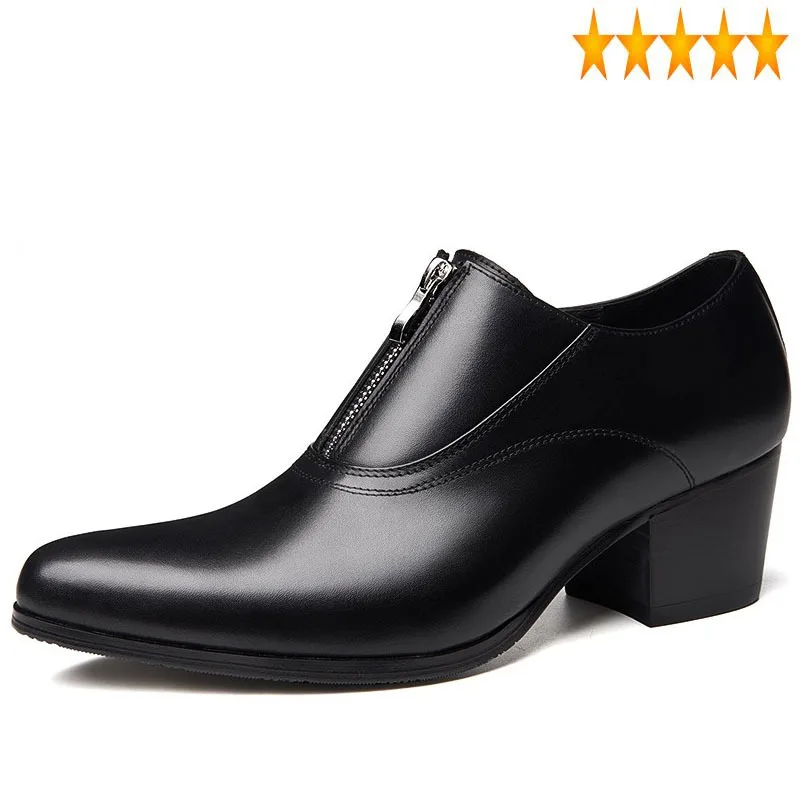 Pointed Toe Genuine Leather Men British Style High Heels Black Formal Male Business Casual Zipper Derby Oxford Shoes
Pointed Toe Genuine Leather Men British Style High Heels Black Formal Male Business Casual Zipper Derby Oxford Shoes