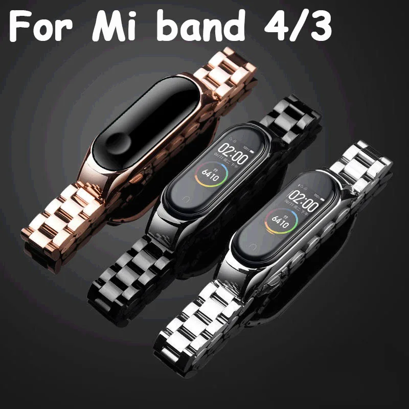 Металлический ремешок для Xiaomi Mi Band 4 3 5 браслеты смарт часов сменный Браслет Xiomi band