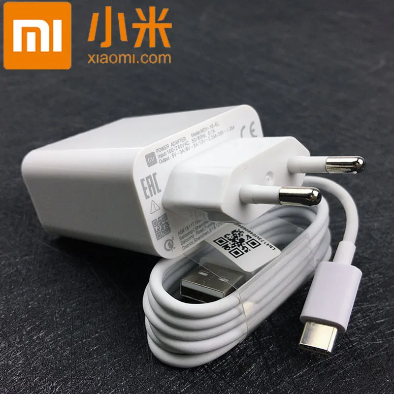 

Original Xiaomi 27W EU Fast Charger QC 4.0 Turbo Charge power adapter USB type c cable for mi 8 9 se 9t CC9 redmi note 7 k20 pro