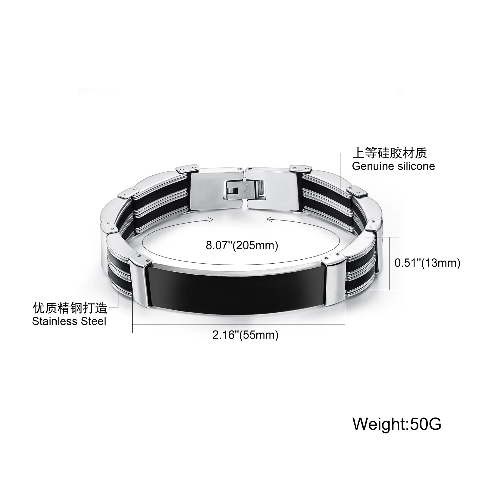 Korean Version Men's Black Titanium Steel Silicone Bracelet Glossy Fashionable Men's Accessories Creative Jewelry For Boyfried
Korean Version Men's Black Titanium Steel Silicone Bracelet Glossy Fashionable Men's Accessories Creative Jewelry For Boyfried