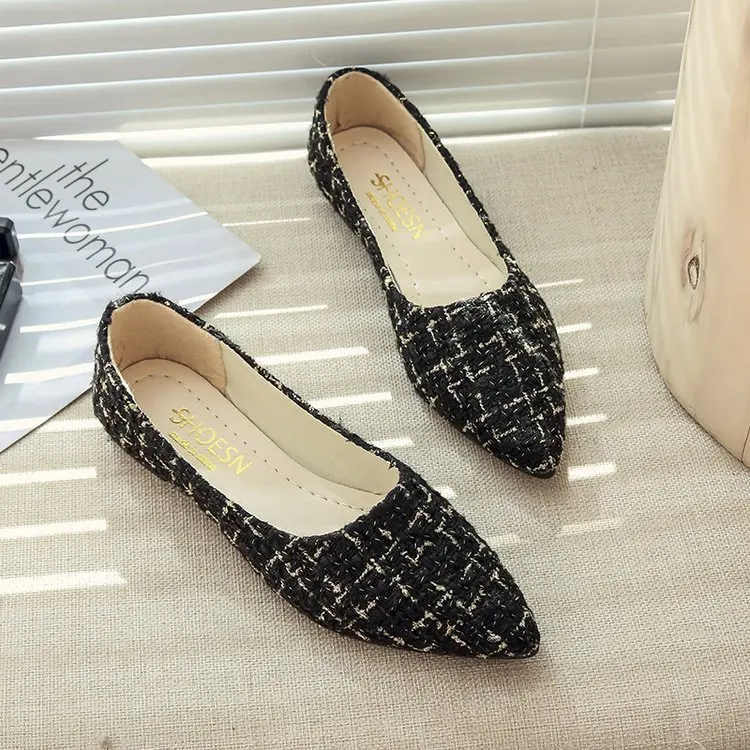 Women's Shoes Chic Style Flat Casual Shoes Soft-soled Outer Shoes Pointed Plaid Patchwork Fashion Shoes
Women's Shoes Chic Style Flat Casual Shoes Soft-soled Outer Shoes Pointed Plaid Patchwork Fashion Shoes