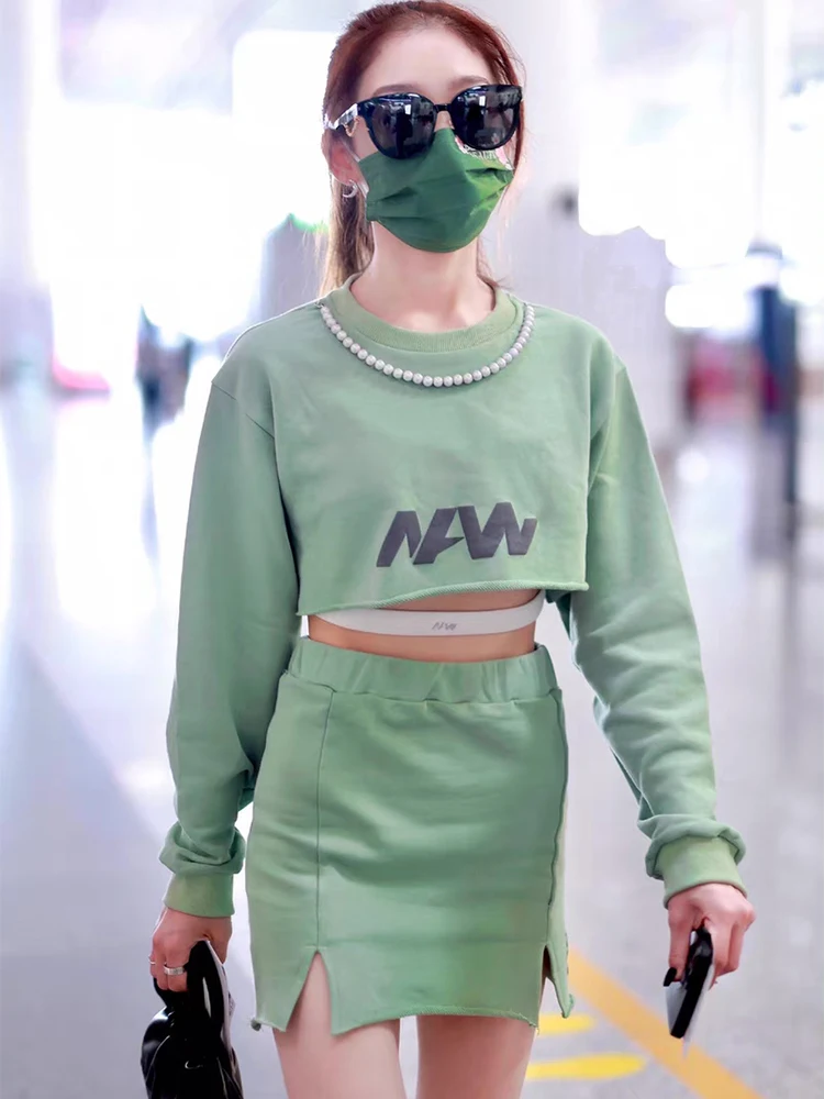 Fashion short cropped loose hoodie women spring and autumn new bag hip skirt green two-piece suit sweatshirt women
Fashion short cropped loose hoodie women spring and autumn new bag hip skirt green two-piece suit sweatshirt women