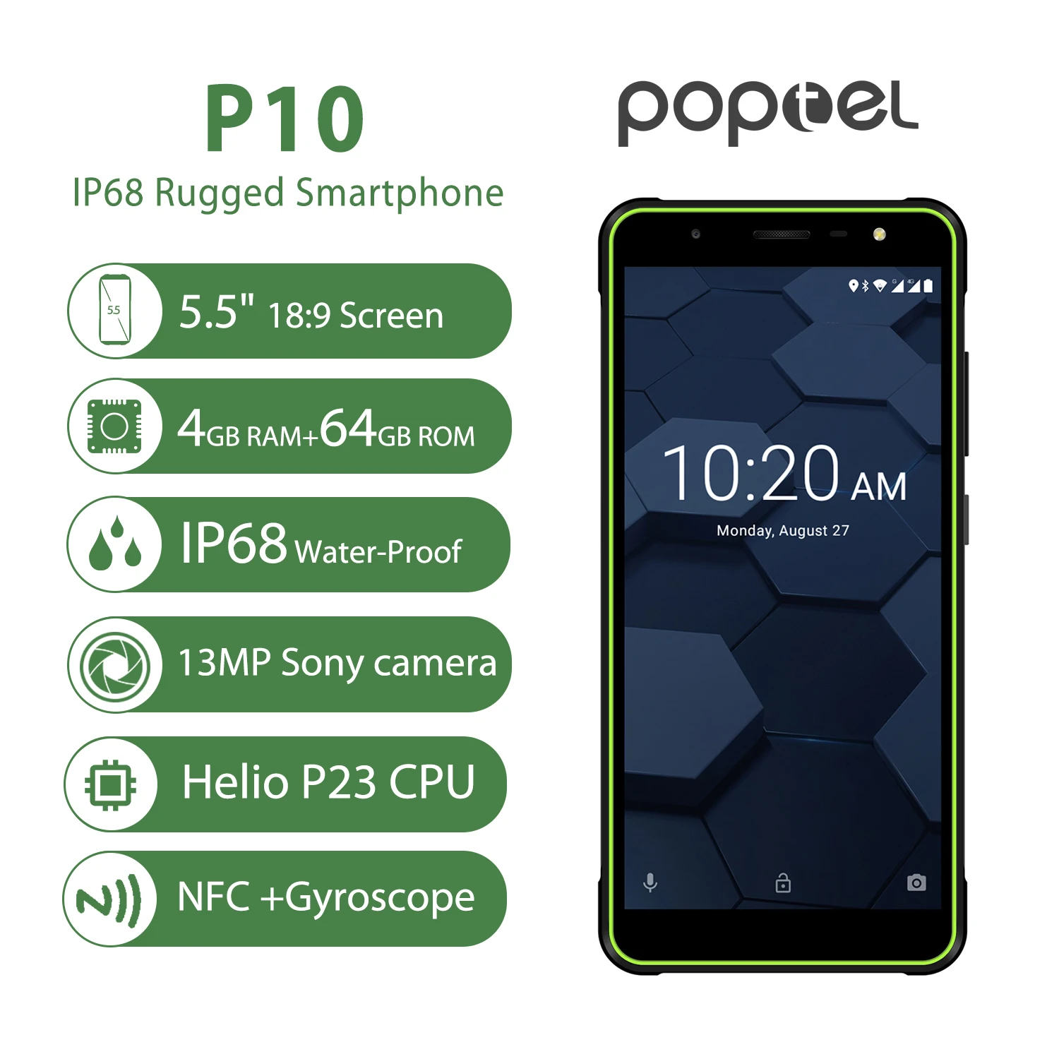 Смартфон глобальная версия Poptel P10, прочный, 5,5 дюйма, Восьмиядерный, android 8,1, 4 Гб + 64 ГБ, NFC, разблокированные телефоны, экономичный телефон
Смартфон глобальная версия Poptel P10, прочный, 5,5 дюйма, Восьмиядерный, android 8,1, 4 Гб + 64 ГБ, NFC, разблокированные телефоны, экономичный телефон