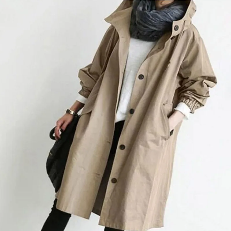 Fashion Womens Trench Coats Hooded Long 2021 Spring Autumn Windproof Lady Female Casual Clothes 8 Color Windbreaker Korean Style
Fashion Womens Trench Coats Hooded Long 2021 Spring Autumn Windproof Lady Female Casual Clothes 8 Color Windbreaker Korean Style