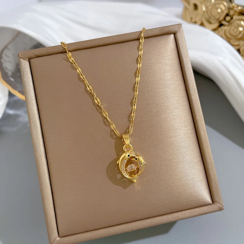 Smart Dolphin Lady Stainless Steel Necklace Non Fading Anti Allergy Exquisite Simple Versatile Clavicle Chain Engagement Jewelry
Smart Dolphin Lady Stainless Steel Necklace Non Fading Anti Allergy Exquisite Simple Versatile Clavicle Chain Engagement Jewelry
