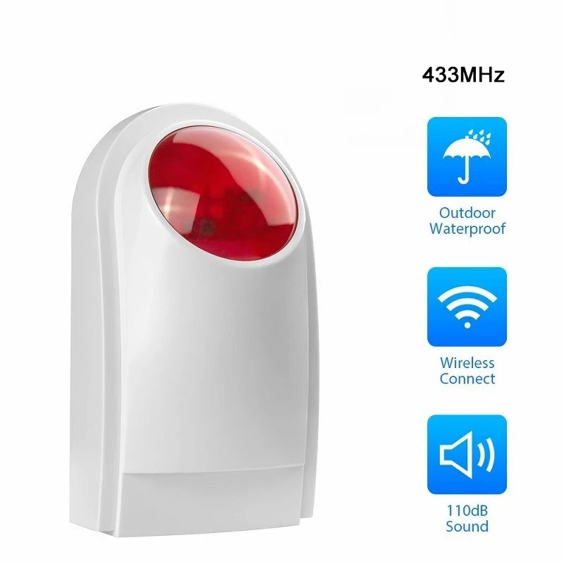 Уличная Водонепроницаемая беспроводная сирена 433 МГц со вспышсветильник дБ, работает с хостом системы сигнализации, детектором безопаснос...
Уличная Водонепроницаемая беспроводная сирена 433 МГц со вспышсветильник дБ, работает с хостом системы сигнализации, детектором безопаснос...