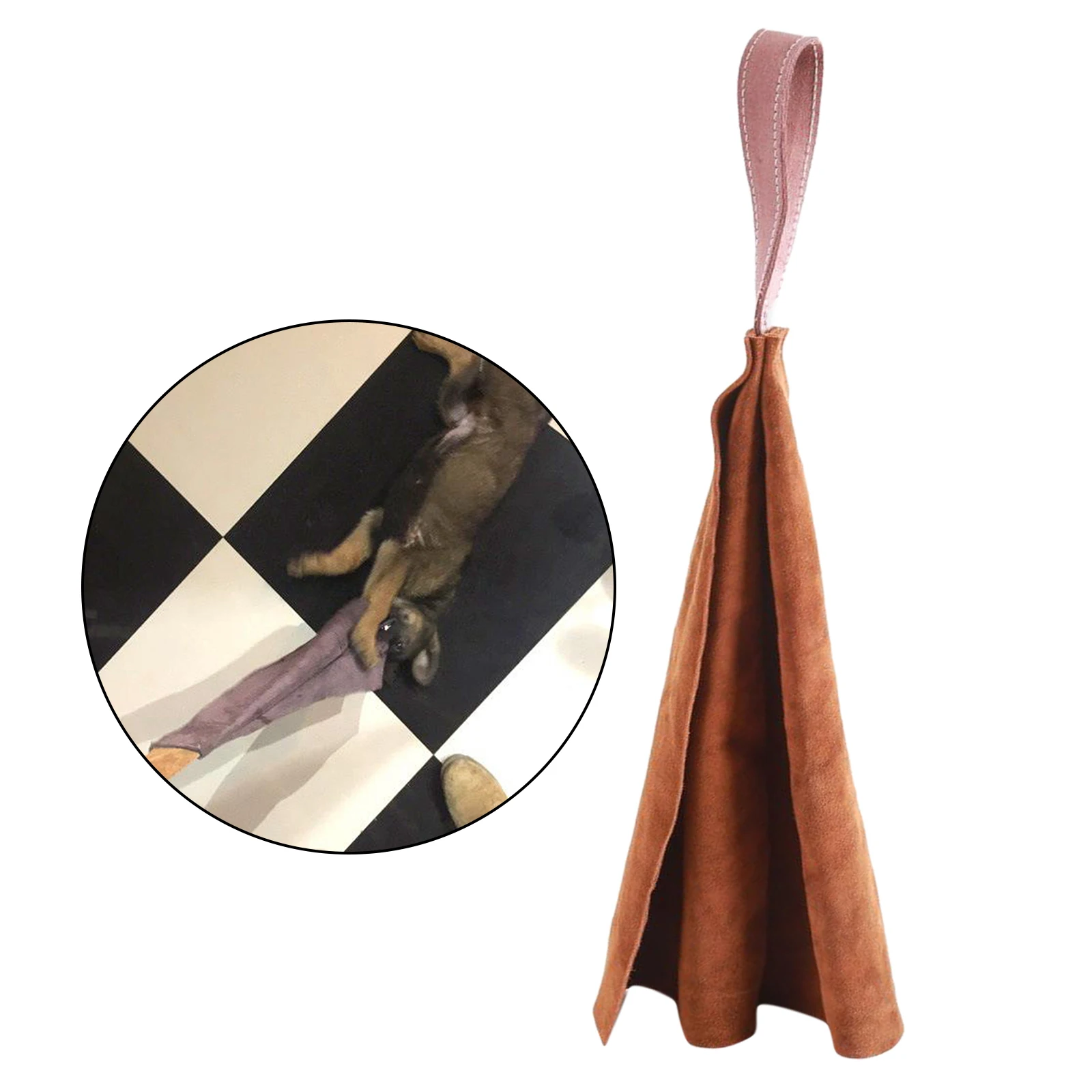 Dog Tug Bite Toy with Handle Leather Soft Durable Dog Training Playing Tug of War Toys 
Dog Tug Bite Toy with Handle Leather Soft Durable Dog Training Playing Tug of War Toys