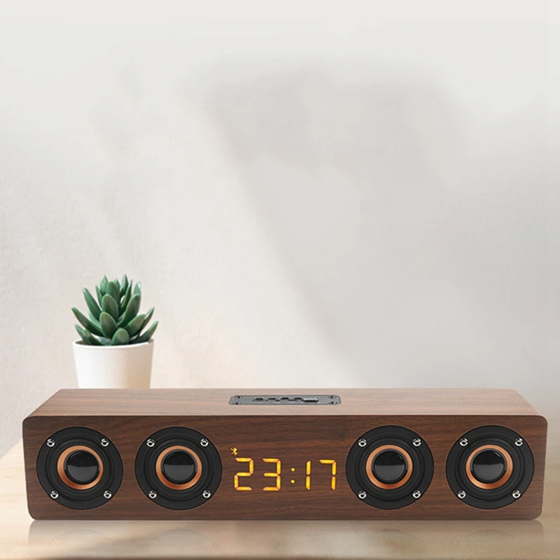 Wooden Portable Clock Wireless Bluetooth Speaker with Desktop Charging Data Cable Organizer,Cable Clips 
Wooden Portable Clock Wireless Bluetooth Speaker with Desktop Charging Data Cable Organizer,Cable Clips